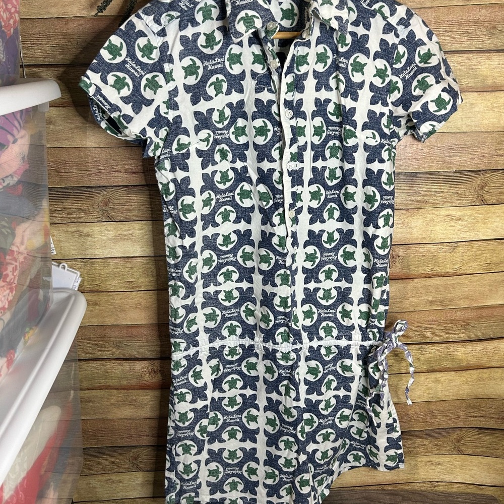 Hawaiian Turtle Short Sleeve Shirt Dress Women’s Size Large